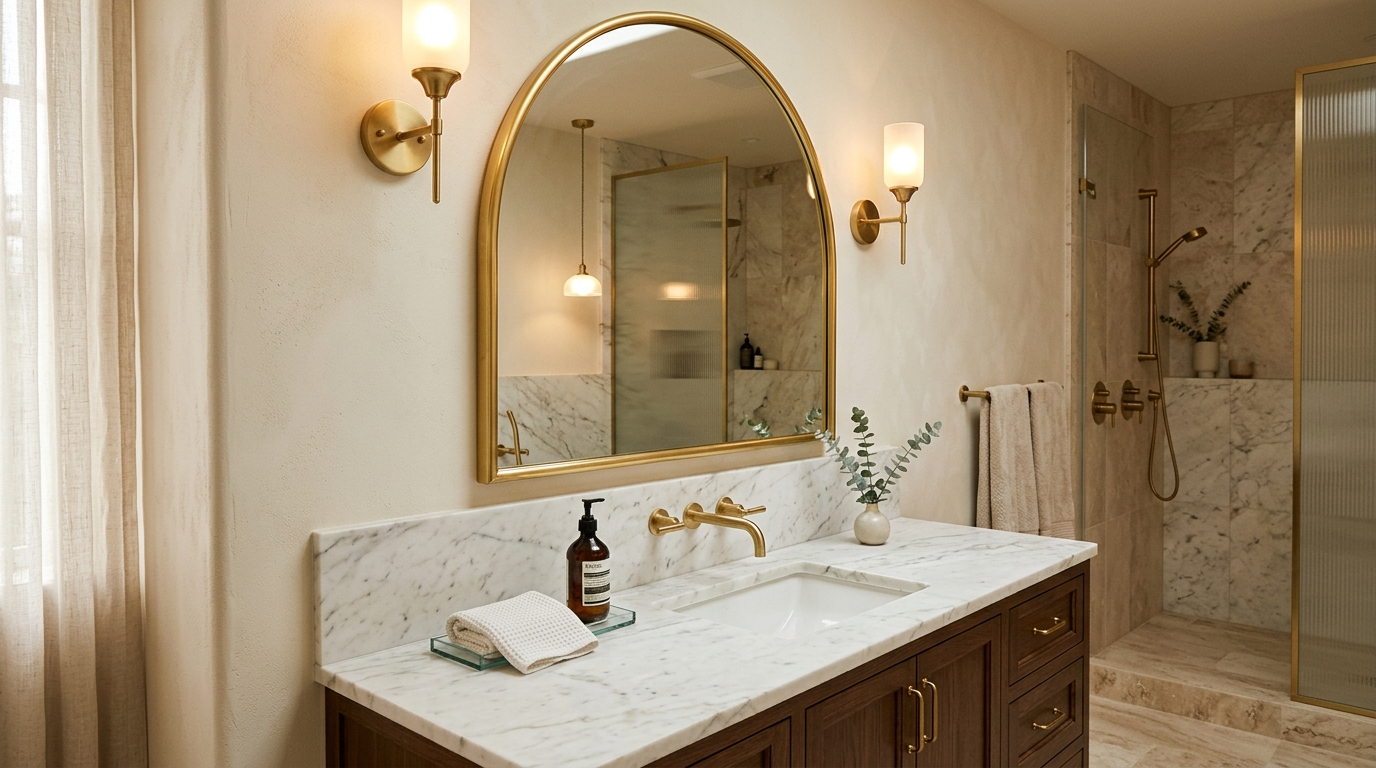 Try a round mirror to modernize the space